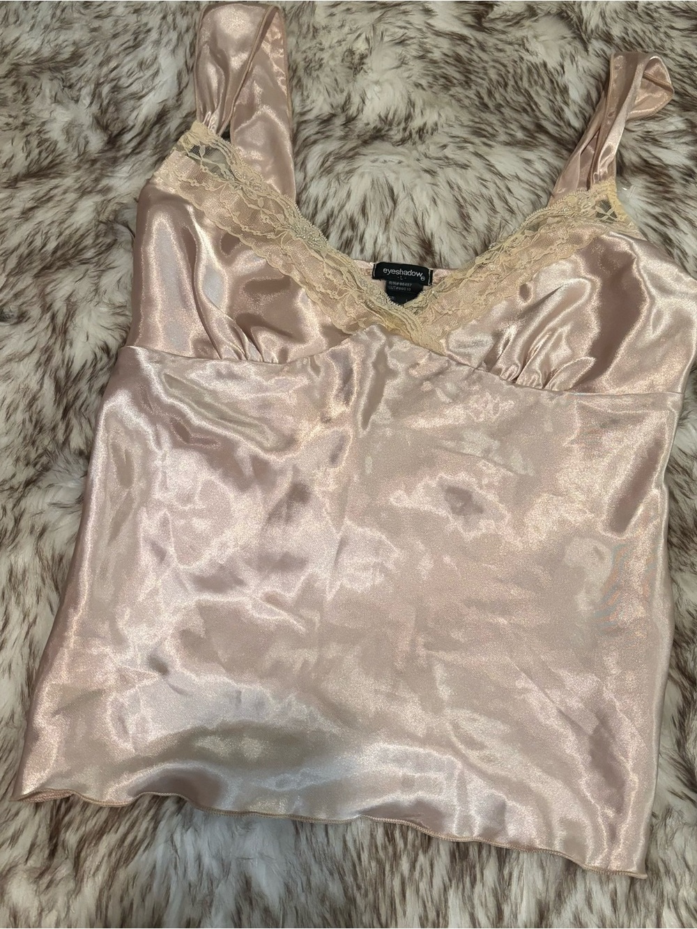 Vintage Eyeshadow Cream Embroidered Satin Babydoll Cami